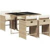 Image de vidaXL - 5-delige - Tuinset - met - kussens - poly - rattan - beige