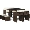 Image de vidaXL - 9-delige - Tuinset - met - kussens - poly - rattan - bruin