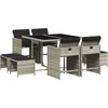 Image de vidaXL - 9-delige - Tuinset - met - kussens - poly - rattan - lichtgrijs