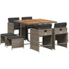 Image de vidaXL - 9-delige - Tuinset - met - kussens - poly - rattan - grijs