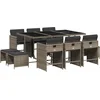 Image de vidaXL - 11-delige - Tuinset - met - kussens - poly - rattan - grijs