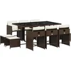 Image de vidaXL - 11-delige - Tuinset - met - kussens - poly - rattan - bruin