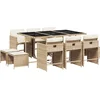 Image de vidaXL - 11-delige - Tuinset - met - kussens - poly - rattan - beige