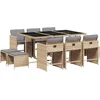 Image de vidaXL - 11-delige - Tuinset - met - kussens - poly - rattan - gemengd - beige
