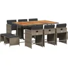 Image de vidaXL - 11-delige - Tuinset - met - kussens - poly - rattan - grijs