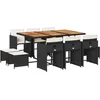 Image de vidaXL - 11-delige - Tuinset - met - kussens - poly - rattan - zwart