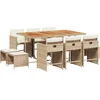 Image de vidaXL - 11-delige - Tuinset - met - kussens - poly - rattan - beige