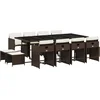 Image de vidaXL - 13-delige - Tuinset - met - kussens - poly - rattan - bruin