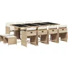 Image de vidaXL - 13-delige - Tuinset - met - kussens - poly - rattan - beige