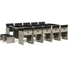 Image de vidaXL - 15-delige - Tuinset - met - kussens - poly - rattan - lichtgrijs
