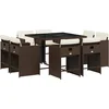 Image de vidaXL - 9-delige - Tuinset - met - kussens - poly - rattan - bruin