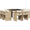 Image de vidaXL - 9-delige - Tuinset - met - kussens - poly - rattan - beige