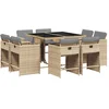 Image de vidaXL - 9-delige - Tuinset - met - kussens - poly - rattan - gemengd - beige