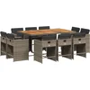 Image de vidaXL - 11-delige - Tuinset - met - kussens - poly - rattan - grijs
