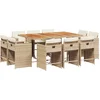 Image de vidaXL - 11-delige - Tuinset - met - kussens - poly - rattan - beige