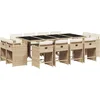 Image de vidaXL - 13-delige - Tuinset - met - kussens - poly - rattan - beige