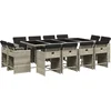 Image de vidaXL - 13-delige - Tuinset - met - kussens - poly - rattan - lichtgrijs