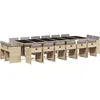 Image de vidaXL - 17-delige - Tuinset - met - kussens - poly - rattan - gemengd - beige