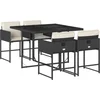 Image de vidaXL - 5-delige - Tuinset - met - kussens - poly - rattan - zwart