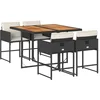 Image de vidaXL - 5-delige - Tuinset - met - kussens - poly - rattan - zwart