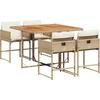 Image de vidaXL - 5-delige - Tuinset - met - kussens - poly - rattan - beige