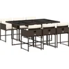 Image de vidaXL - 7-delige - Tuinset - met - kussens - poly - rattan - bruin
