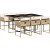 Image de vidaXL - 7-delige - Tuinset - met - kussens - poly - rattan - beige