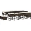Image de vidaXL - 15-delige - Tuinset - met - kussens - poly - rattan - bruin
