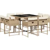 Image de vidaXL - 9-delige - Tuinset - met - kussens - poly - rattan - beige
