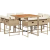 Image de vidaXL - 9-delige - Tuinset - met - kussens - poly - rattan - beige