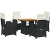 Image de vidaXL - 5-delige - Tuinset - met - kussens - poly - rattan - zwart