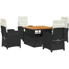 Image de vidaXL - 5-delige - Tuinset - met - kussens - poly - rattan - zwart