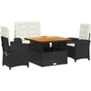Image de vidaXL - 4-delige - Tuinset - met - kussens - poly - rattan - zwart
