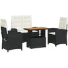 Image de vidaXL - 4-delige - Tuinset - met - kussens - poly - rattan - zwart