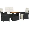 Image de vidaXL - 4-delige - Tuinset - met - kussens - poly - rattan - zwart