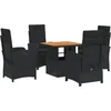 Image de vidaXL - 5-delige - Tuinset - met - kussens - poly - rattan - zwart