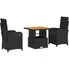 Image de vidaXL - 3-delige - Tuinset - met - kussens - poly - rattan - zwart