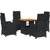 Image de vidaXL - 5-delige - Tuinset - met - kussens - poly - rattan - zwart
