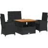Image de vidaXL - 4-delige - Tuinset - met - kussens - poly - rattan - zwart