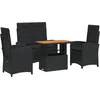 Image de vidaXL - 4-delige - Tuinset - met - kussens - poly - rattan - zwart