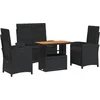Image de vidaXL - 4-delige - Tuinset - met - kussens - poly - rattan - zwart