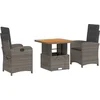 Image de vidaXL - 3-delige - Tuinset - met - kussens - poly - rattan - grijs
