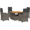 Image de vidaXL - 5-delige - Tuinset - met - kussens - poly - rattan - grijs
