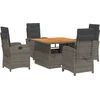 Image de vidaXL - 5-delige - Tuinset - met - kussens - poly - rattan - grijs