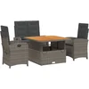 Image de vidaXL - 4-delige - Tuinset - met - kussens - poly - rattan - grijs