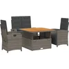 Image de vidaXL - 4-delige - Tuinset - met - kussens - poly - rattan - grijs