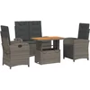 Image de vidaXL - 4-delige - Tuinset - met - kussens - poly - rattan - grijs