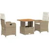 Image de vidaXL - 3-delige - Tuinset - met - kussens - poly - rattan - beige