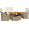 Image de vidaXL - 4-delige - Tuinset - met - kussens - poly - rattan - beige