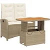 Image de vidaXL - 2-delige - Tuinset - met - kussens - poly - rattan - beige